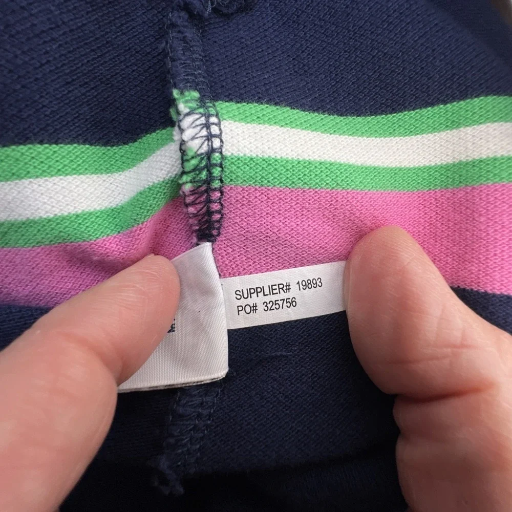 Polo by Ralph Lauren Blue Tag Polo XXL Prep Navy Pink Multi Stripe Y2K Prep VTG